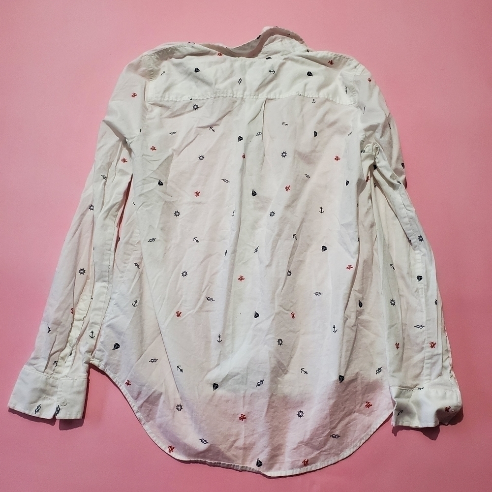 ⛵ Tommy Hilfiger Nautical Anronor Steering Wheel Print Button Up Long Sleeve ⛵ - Picture 6 of 6